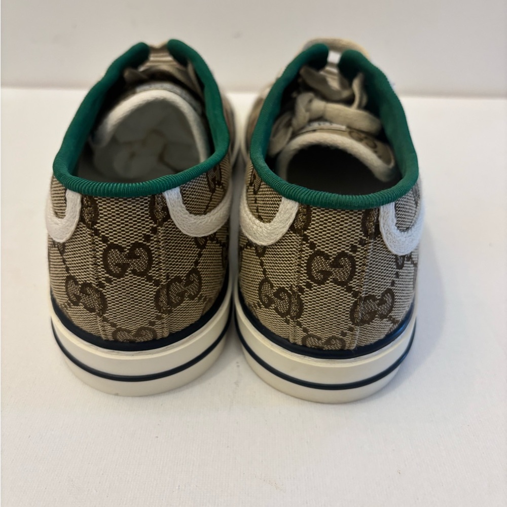Gucci Beige and Green Logo Sneakers plateform - Picture 8 of 11